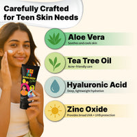 HealthBest Sunscreen SPF 50 PA++++ for Teens & Youth, Daily Use Lightweight Face Sunscreen with No White Cast, Non-Greasy Texture, Broad Spectrum UVA UVB & Blue Light Protection, Enriched with Aloe Vera, Vitamin C, Blueberry & Hyaluronic Acid