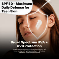 HealthBest Sunscreen SPF 50 PA++++ for Teens & Youth, Daily Use Lightweight Face Sunscreen with No White Cast, Non-Greasy Texture, Broad Spectrum UVA UVB & Blue Light Protection, Enriched with Aloe Vera, Vitamin C, Blueberry & Hyaluronic Acid