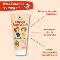 HealthBest Kids Face Wash With Organic Strawberry Non Toxic & Safe Tear-Free 100ml