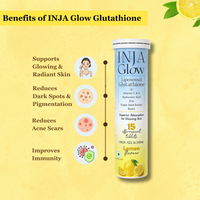 INJA Wellness Glow Liposomal Glutathione Effective for Skin Glow - Lemon Flavour 15 Tablets