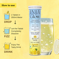 INJA Wellness Glow Liposomal Glutathione Effective for Skin Glow - Lemon Flavour 15 Tablets