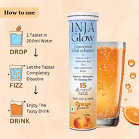 Inja Wellness Glow Liposomal Glutathione-4x Effective-Enhances Skin Glow | Reduces Dark Spots,Anti-Aging-Orange 15 Tablets