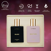 La French Black & Emotion Perfume Gift Set for Men & Women (2 x 50ml)