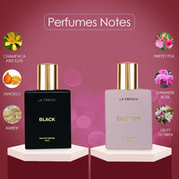 La French Black & Emotion Perfume Gift Set for Men & Women (2 x 50ml)