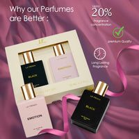 La French Black & Emotion Perfume Gift Set for Men & Women (2 x 50ml)