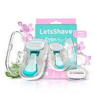 LetsShave Evior Flyyy Compact Razor for Women â€“ 1 Handle + 2 Blades with Travel Case | Full Body Hair Removal Razor with Dual Moisture Bars & Ergonomic Grip â€“ 140g