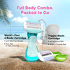 LetsShave Evior Flyyy Compact Razor for Women â€“ 1 Handle + 2 Blades with Travel Case | Full Body Hair Removal Razor with Dual Moisture Bars & Ergonomic Grip â€“ 140g