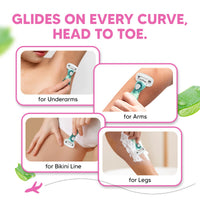 LetsShave Evior Flyyy Compact Razor for Women â€“ 1 Handle + 2 Blades with Travel Case | Full Body Hair Removal Razor with Dual Moisture Bars & Ergonomic Grip â€“ 140g