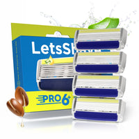 LetsShave Pro 6 Plus Shaving Razor Blade for Men (Pack of 4)