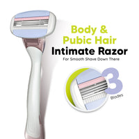 LetsShave Body and Pubic Hair Razor Ultra Sharp 3 Blade Razor Set 100 ml