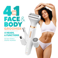 LetsShave Evior 4-in-1 Face & Body Trimmer for Women | 4 Heads - 6 Functions Kit