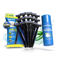 LetsShave Pro 2 Disposable Razor (Pack of 15)+ Shave Foam Kit