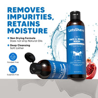 Letsshave 2-in-1 Face & Beard Wash for Men (250ml) | Gentle Cleanser with Pomegranate, Grape Seed & Aloe 250 ml