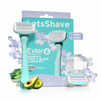 LetsShave Evior 6 Shaving Razor for Women | Mid-Flex Blades & Dual Moisture Bar infused with Aloe vera & Avacado | Smooth & Safe | Full-Body Hair Removal - Bikini, Arms, Legs & Sensitive Areas 1 Piece