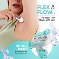 LetsShave Evior 6 Shaving Razor for Women | Mid-Flex Blades & Dual Moisture Bar infused with Aloe vera & Avacado | Smooth & Safe | Full-Body Hair Removal - Bikini, Arms, Legs & Sensitive Areas 1 Piece