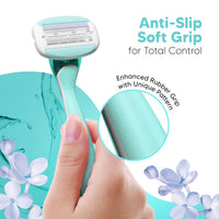 LetsShave Evior 6 Shaving Razor for Women | Mid-Flex Blades & Dual Moisture Bar infused with Aloe vera & Avacado | Smooth & Safe | Full-Body Hair Removal - Bikini, Arms, Legs & Sensitive Areas 1 Piece