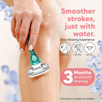 Letsshave Evior 3 Sensitive Shaving Razor for Women | 1 Handle + 2 Blades | Dual Moisture Bar with AloeVera, Vitamin E, Argan & Avocado Oils | Bikini & Underarm Friendly | Full Body Hair Removal Razor | 3 Months of Smooth Shaving