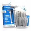 LetsShave Pro Signature Double Edge Safety Razor for Men – Classic Metal Handle Shaver + 10 Stainless Steel Blades | Precision Single Blade Shaving Kit