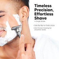 LetsShave Pro Signature Double Edge Safety Razor for Men – Classic Metal Handle Shaver + 10 Stainless Steel Blades | Precision Single Blade Shaving Kit