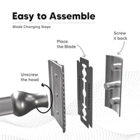 LetsShave Pro Signature Double Edge Safety Razor for Men – Classic Metal Handle Shaver + 10 Stainless Steel Blades | Precision Single Blade Shaving Kit