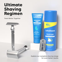 LetsShave Pro Signature Double Edge Safety Razor for Men – Classic Metal Handle Shaver + 10 Stainless Steel Blades | Precision Single Blade Shaving Kit