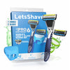 LetsShave Pro 6 Acne Friendly Razor for Men | Anti-Acne Shaving Kit with 1 Handle, 2 Blades & Razor Cap | Clog-Free 6-Blade Design with Beard Styling Back-Blade | Gentle on Acne-Prone Skin Kit