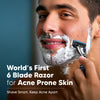 LetsShave Pro 6 Acne Friendly Razor for Men | Anti-Acne Shaving Kit with 1 Handle, 2 Blades & Razor Cap | Clog-Free 6-Blade Design with Beard Styling Back-Blade | Gentle on Acne-Prone Skin Kit
