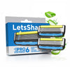 Letsshave Pro 6 Acne Friendly Razor Blade Refills for Men – Pack of 2 | World's First 6-Blade Acne-Safe Shaving Blades with Lubrication Strip, Open-Flow Design & Precision Glide