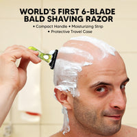 Letsshave Pro Head Shaving Razor Blades for Men – Pack of 2 | World's first 6-Blade Compact Head Shaver | Replacement Cartridges with Moisturizing Strip | Diamond-Coated Curved Blades