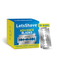 LetsShave Premium DE -Blade, Pack of 50, 5 Tucks of 10 N, Chromium Ceramic Coated Blades, South Korea Technology, Blades- for Men