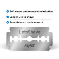 LetsShave Premium DE -Blade, Pack of 50, 5 Tucks of 10 N, Chromium Ceramic Coated Blades, South Korea Technology, Blades- for Men