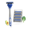 LetsShave Pro 2 Max Twin Blade Razor for Men | Refillable System with Diamond Hard Coating Curved Blades, Pivot Head & Aloe Lubrication Strip | Smooth & Comfortable Shave (1 Handle + 5 Blades)