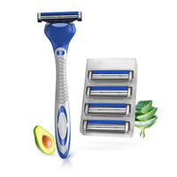 LetsShave Pro 2 Max Twin Blade Razor for Men | Refillable System with Diamond Hard Coating Curved Blades, Pivot Head & Aloe Lubrication Strip | Smooth & Comfortable Shave (1 Handle + 5 Blades)