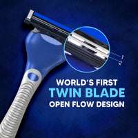 LetsShave Pro 2 Max Twin Blade Razor for Men | Refillable System with Diamond Hard Coating Curved Blades, Pivot Head & Aloe Lubrication Strip | Smooth & Comfortable Shave (1 Handle + 10 Blades)