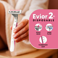 LetsShave Evior 2 Disposable Body Hair removal Shaving razor with Vit-E Lubricating Strip, Women, Pack of 10