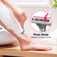 LetsShave Evior 2 Disposable Body Hair removal Shaving razor with Vit-E Lubricating Strip, Women, Pack of 10