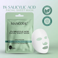 Mancode 1% Salicylic Acid Facial Sheet Mask 25ml Pack of 3