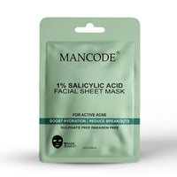 Mancode 1% Salicylic Acid Facial Sheet Mask 25ml Pack of 3