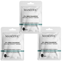 Mancode 5% Niacinamide Acid Facial Sheet Mask 25ml Pack of 3