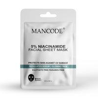 Mancode 5% Niacinamide Acid Facial Sheet Mask 25ml Pack of 3