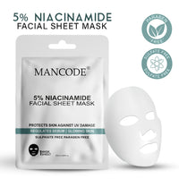Mancode 5% Niacinamide Acid Facial Sheet Mask 25ml Pack of 3