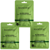 Mancode Aloevera Facial Sheet Mask 25ml Pack of 3