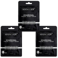 Mancode Charcoal Facial Sheet Mask 25ml Pack of 3
