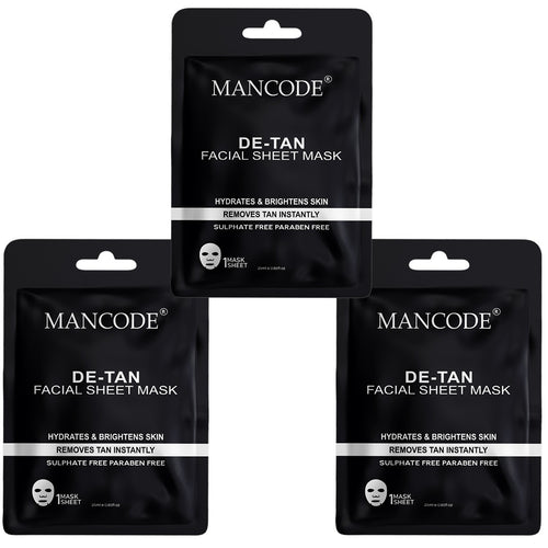 Mancode De-Ten Facial Sheet Mask 25ml Pack of 3