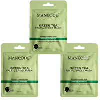 Mancode Green Tea Facial Sheet Mask 25ml Pack of 3