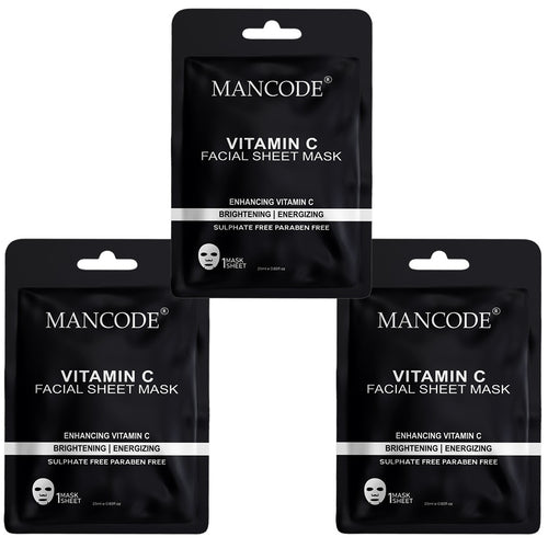 Mancode Vitamin C Facial Sheet Mask 25ml Pack of 3