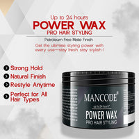 Mancode Power Wax Pro Strong Hold Natural Finish Hair Styling Cream For Men - 100 ml