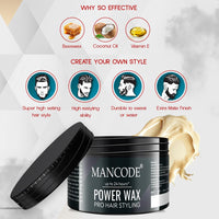 Mancode Power Wax Pro Strong Hold Natural Finish Hair Styling Cream For Men - 100 ml