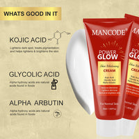 Mancode Power Glow Skin Glowing Cream with Kojic Acid, Glycolic Acid & Alpha Arbutin 50ml