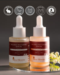 Mea Bloom Celestial Radiance Duo (Balance Restoring Serum AM + Balance Restoring Serum PM) Pack of 2 (30 ml each)
